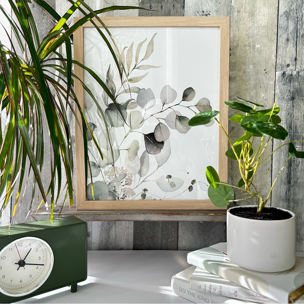 🌴Lovely Eucalyptus Botanical Greenery Wall Art with Natural Frame by Sheffield